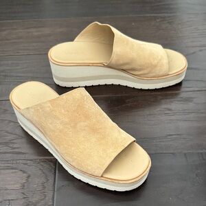 Vince Beige Wedge Sandals